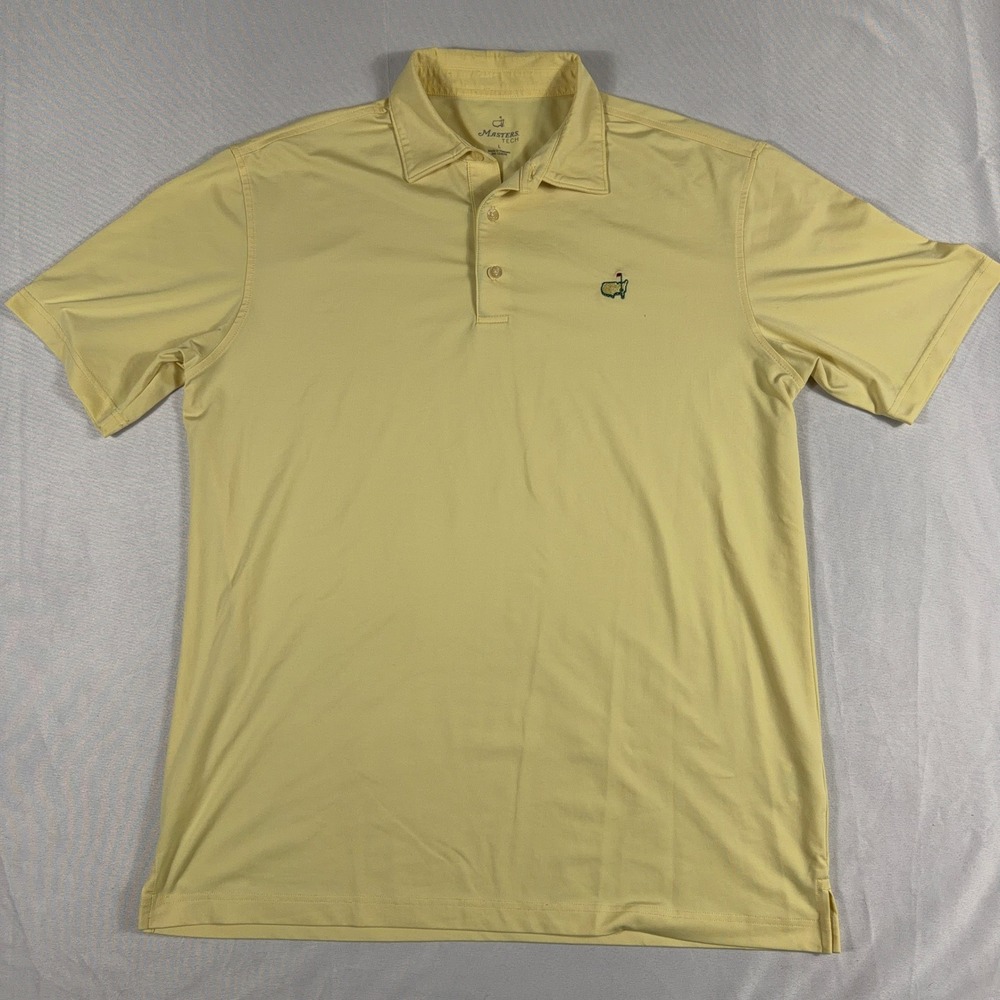Masters Tech Golf Polo Shirt Yellow Performance Short Sleeve Mens Large MT110